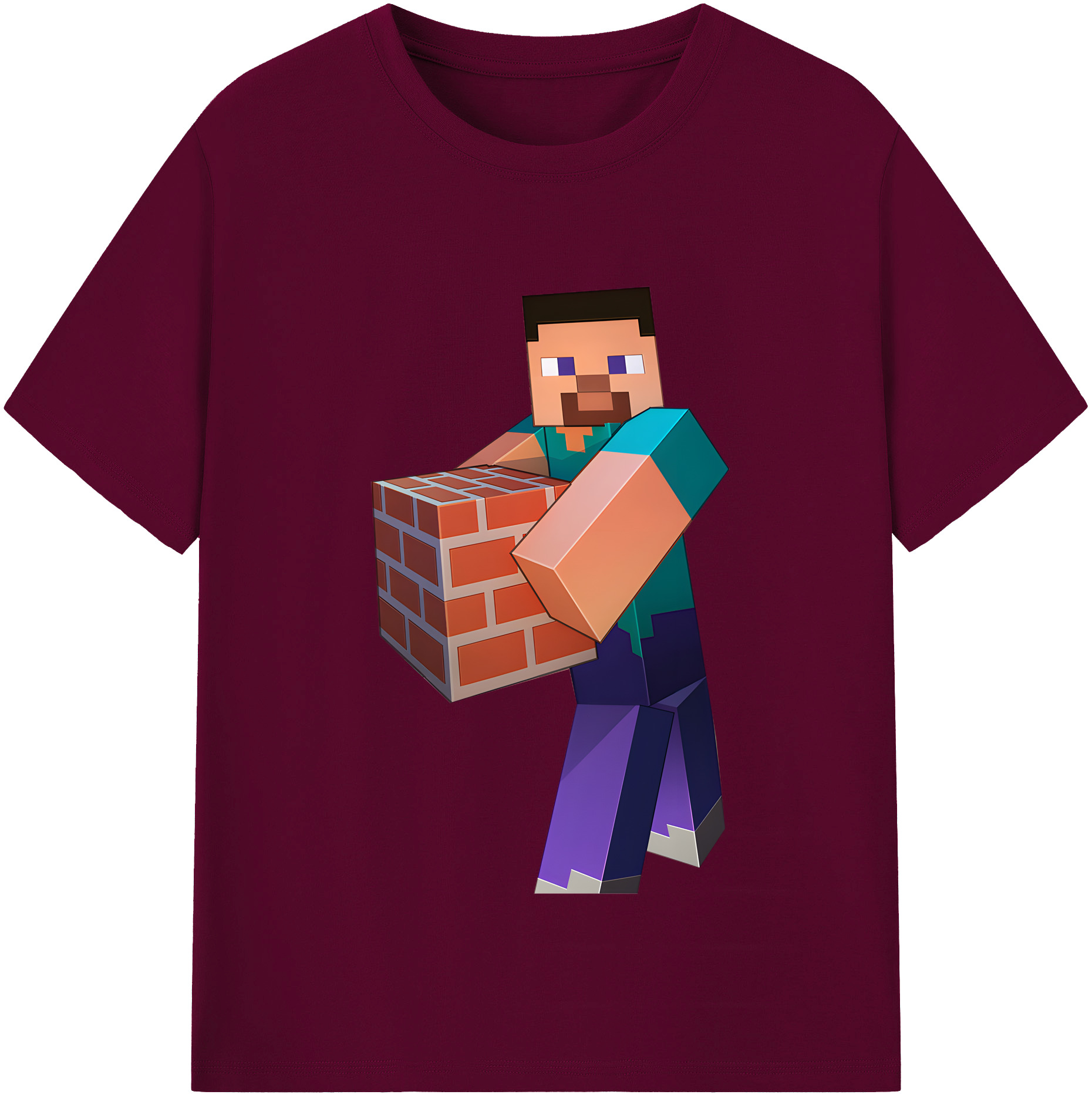 （画像用） マインクラフト ブロックの世界 Minecraft MC Block world レディースカジュアルプリントTシャツ（綿100％）